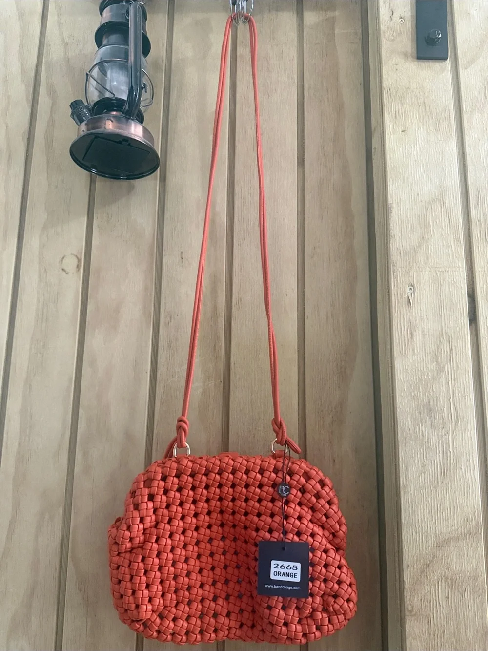 Woven Coral Crossbody Bag with Adjustable Strap